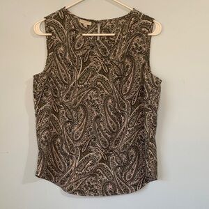 Talbots Paisley Sleeveless Blouse - Black and Blush